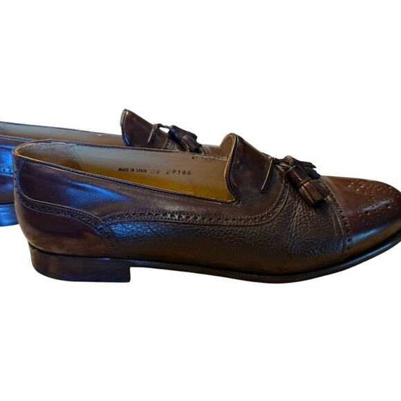 Mezlan Men\'s Size 9.5 Brown Leather Tassel Loafers Made in Spain main image 5